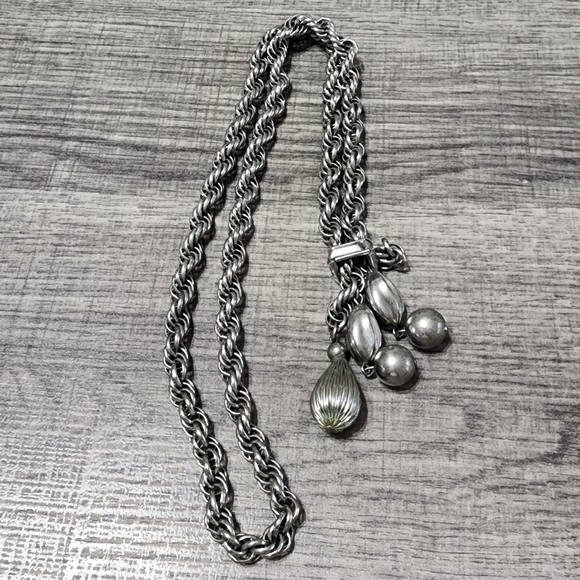 Vintage Jewelry - Silver Chain Necklace with Charms